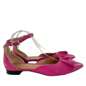 Lewit Alesia womens flats size 39 pink fuchsia Italian leather pointy toe dorsay